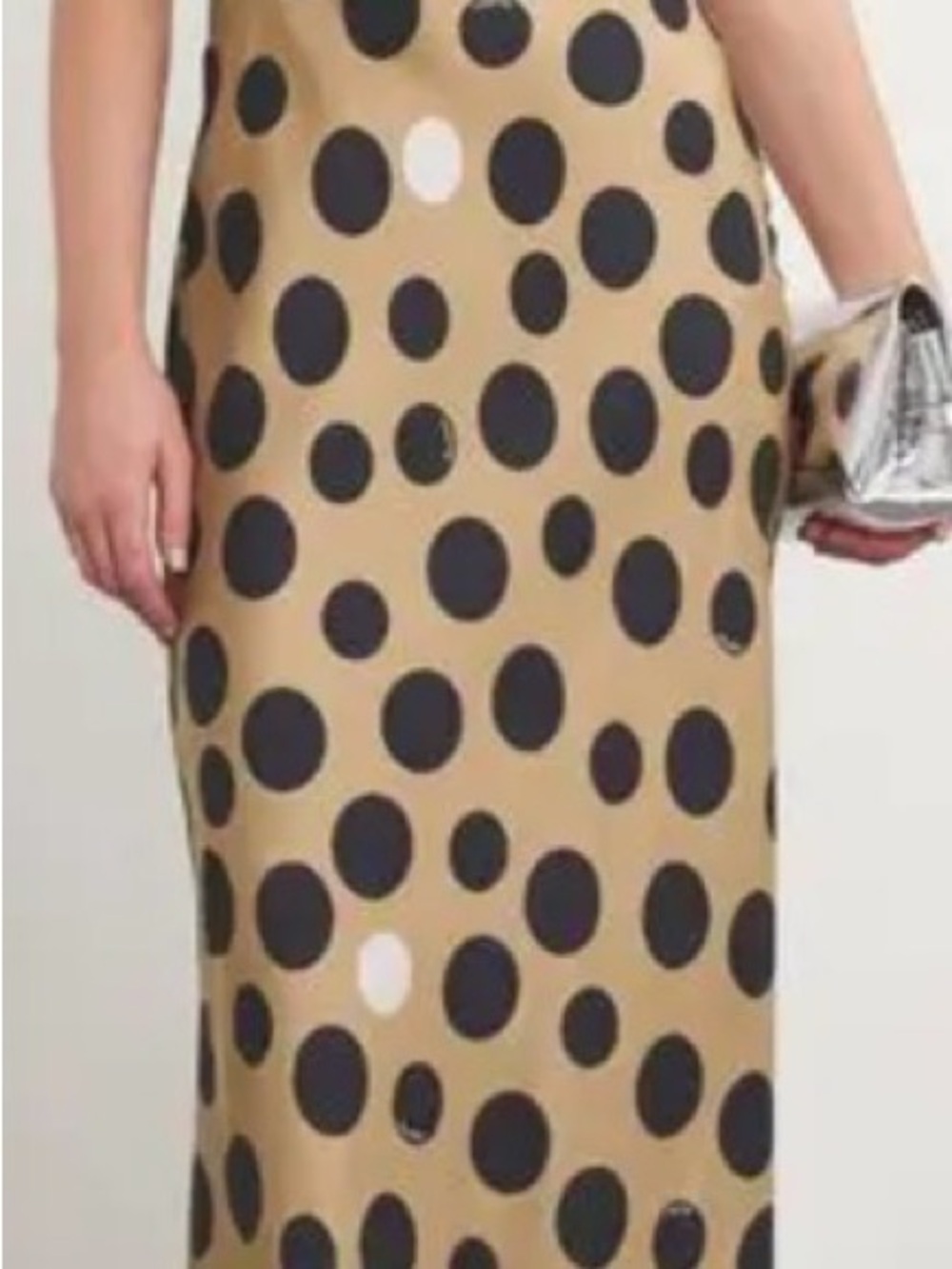 MaxMara Tan Maxi Dress with Black Polka Dots - Picture 2 of 7
